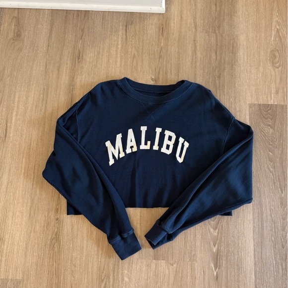 Dark Blue Malibu Waffle Knit Long Sleeve Tee - Picture 2 of 4
